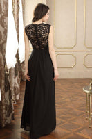 Laden Sie das Bild in den Galerie-Viewer, Marine Boot-Ausschnitt Chiffon Abendkleider mit Spitze