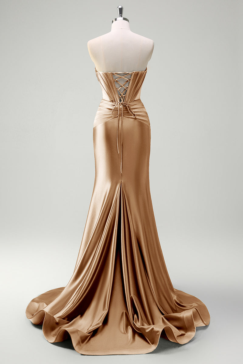 Laden Sie das Bild in den Galerie-Viewer, Glitzer Schwarzes Korsett Perlen Schätzchen Lange Abendkleid