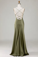 Laden Sie das Bild in den Galerie-Viewer, Burgunderrotes A-Linien-Brautjungfernkleid mit Schnürung und gekreuztem Rücken