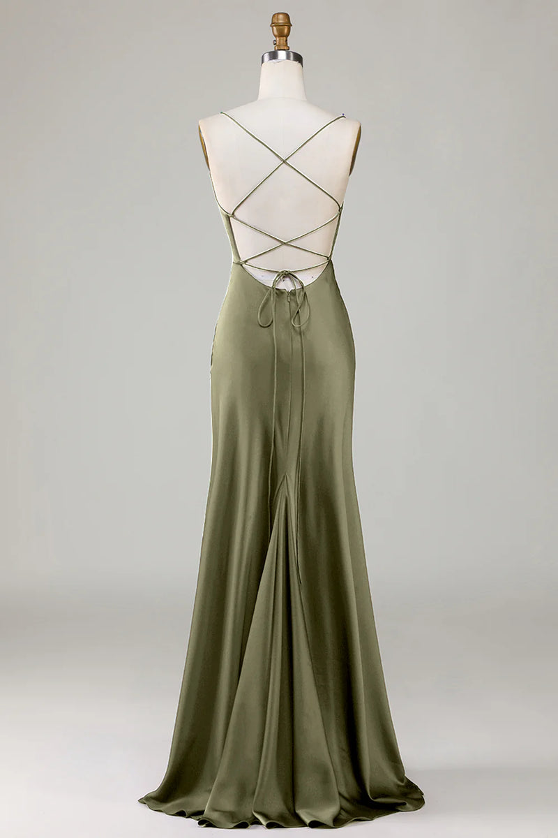 Laden Sie das Bild in den Galerie-Viewer, Burgunderrotes A-Linien-Brautjungfernkleid mit Schnürung und gekreuztem Rücken