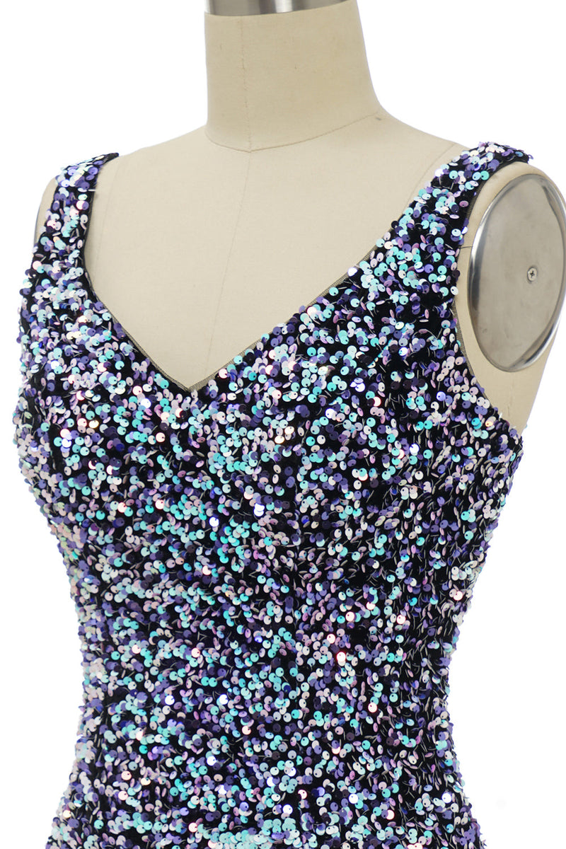 Laden Sie das Bild in den Galerie-Viewer, Schwarzes Pailletten-Cocktailkleid