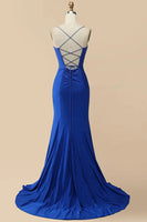 Laden Sie das Bild in den Galerie-Viewer, Rotes Spaghettiträger Meerjungfrau Langes Ballkleid