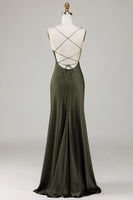 Laden Sie das Bild in den Galerie-Viewer, Burgunderrotes A-Linien-Brautjungfernkleid mit Schnürung und gekreuztem Rücken