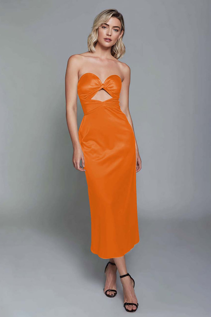 Laden Sie das Bild in den Galerie-Viewer, Dunkelgrün Schatz Etui Satin Knöchellänge Formelle Kleid