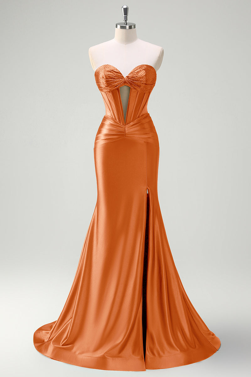 Laden Sie das Bild in den Galerie-Viewer, Glitzer Dunkelgrün Korsett Perlen Schätzchen Lange Abendkleid