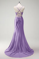 Laden Sie das Bild in den Galerie-Viewer, Glitzer Königsblau Korsett Perlen Lange Abendkleid it Schlitz