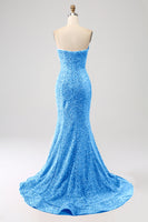 Laden Sie das Bild in den Galerie-Viewer, Bling Meerjungfrau Herzchen Rosa Pailletten Langes Ballkleid