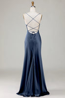 Laden Sie das Bild in den Galerie-Viewer, Burgunderrotes A-Linien-Brautjungfernkleid mit Schnürung und gekreuztem Rücken