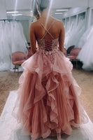 Laden Sie das Bild in den Galerie-Viewer, Asymmetrisches Errötendes Langes Abendkleid mit Applikationen