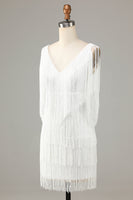 Laden Sie das Bild in den Galerie-Viewer, Hübsches Mini-Cocktailkleid mit V-Ausschnitt und Quaste