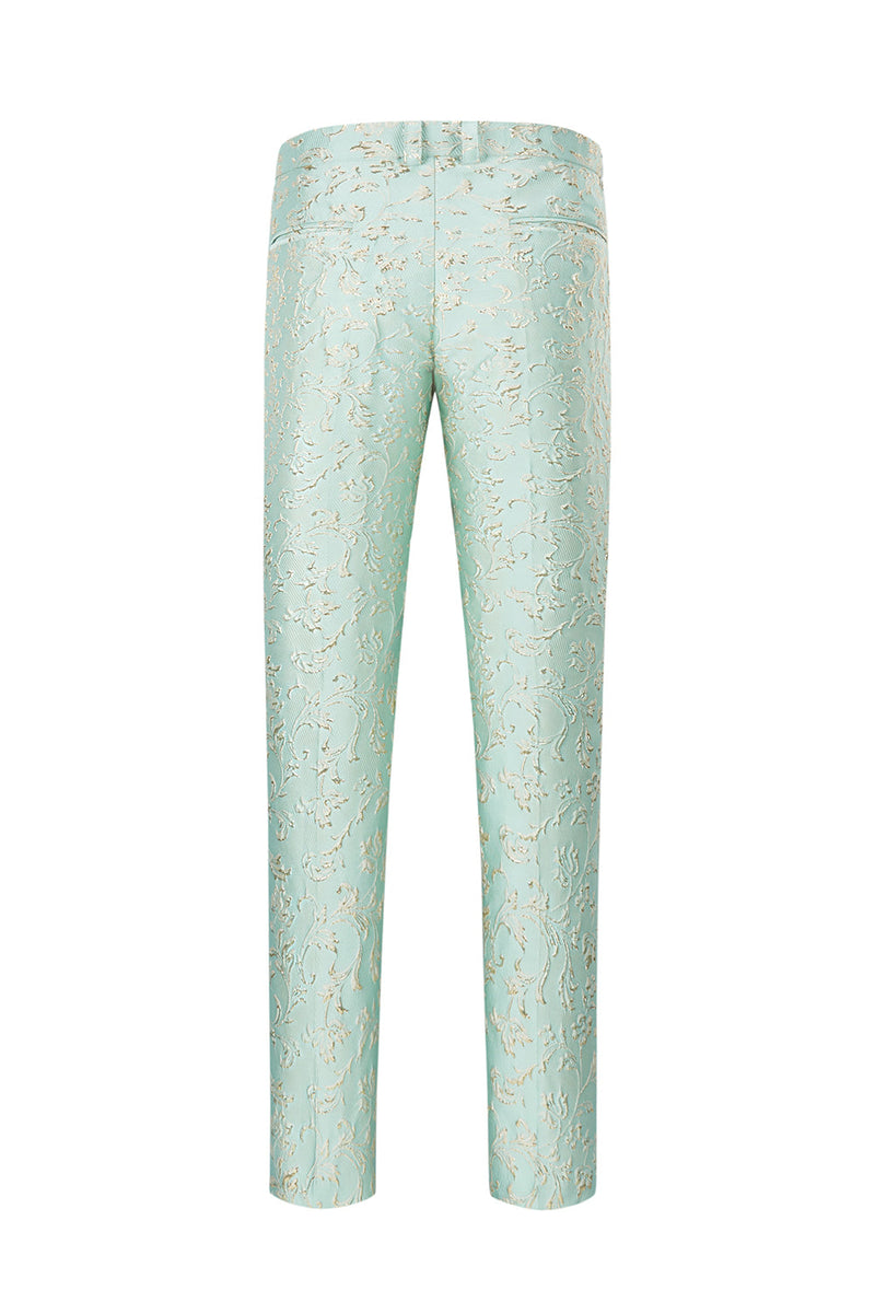 Laden Sie das Bild in den Galerie-Viewer, 2-Teiliger Mint Schal Revers Ein Knopf Jacquard Herren Ballanzug