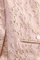 Laden Sie das Bild in den Galerie-Viewer, Hellrosa Schal Ein-Knopf Revers Jacquard 2-Teiliger Herren Ballanzug
