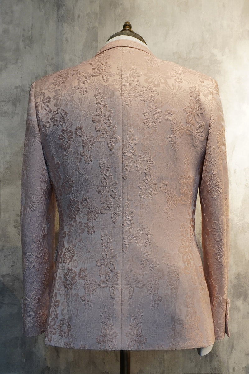 Laden Sie das Bild in den Galerie-Viewer, Dunkelblauer Spitzenrevers Ein-Knopf 2-Teiliger Jacquard Herren Abendanzug