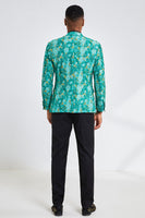 Laden Sie das Bild in den Galerie-Viewer, Grüner Ein-Knopf Spitzenrevers 3-Teiliger Jacquard Herren Abendanzug