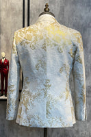 Laden Sie das Bild in den Galerie-Viewer, Champagne Spitzenrevers Pailletten Herren Ein-Knopf Ballblazer Abendanzug