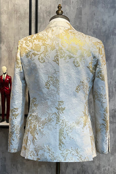 Champagne Spitzenrevers Pailletten Herren Ein-Knopf Ballblazer Abendanzug