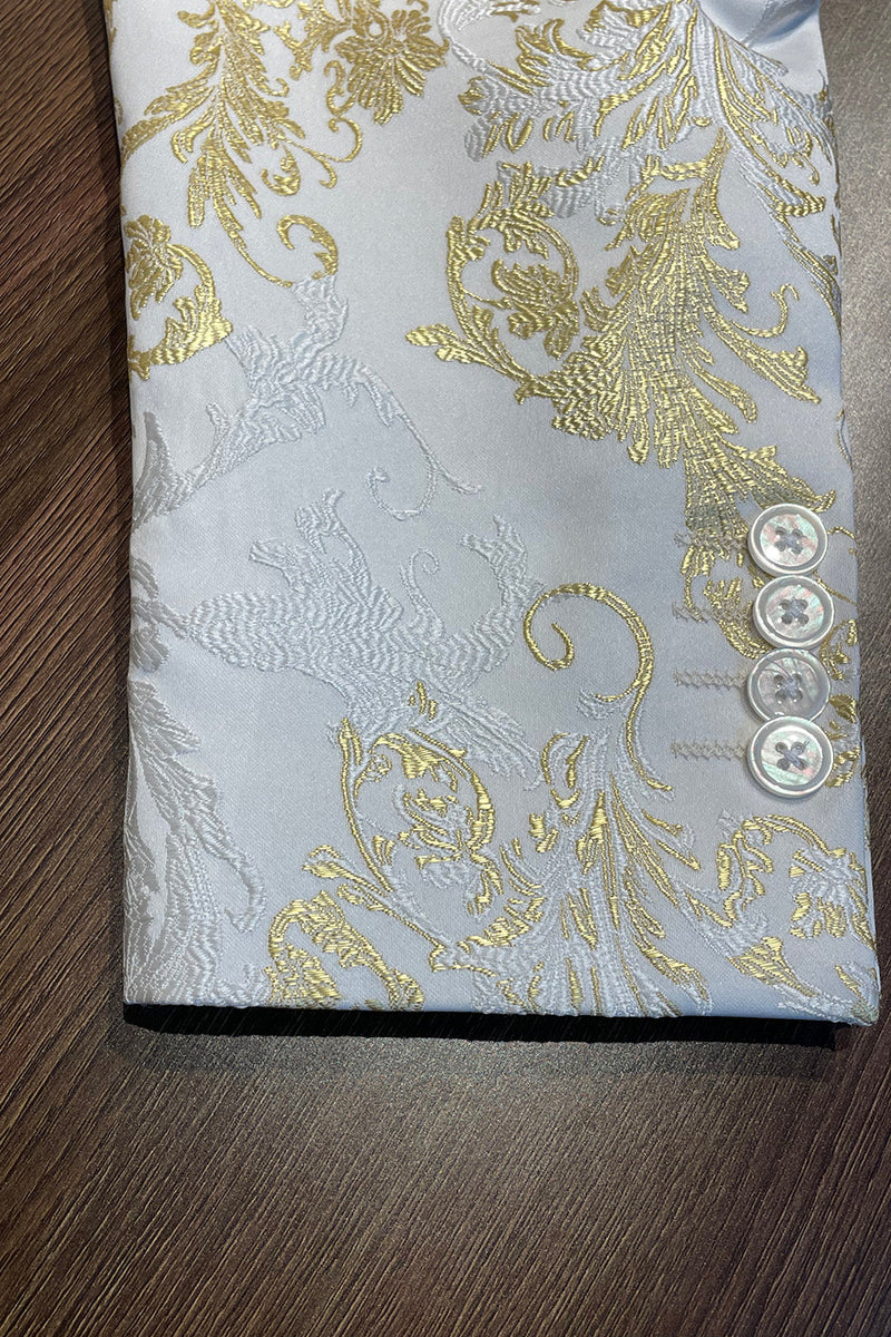 Laden Sie das Bild in den Galerie-Viewer, Champagne Spitzenrevers Pailletten Herren Ein-Knopf Ballblazer Abendanzug