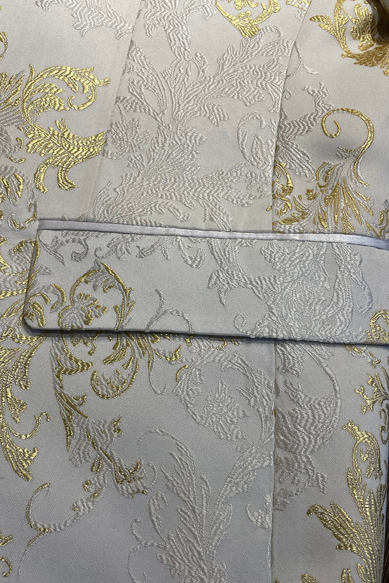 Laden Sie das Bild in den Galerie-Viewer, Champagne Spitzenrevers Pailletten Herren Ein-Knopf Ballblazer Abendanzug