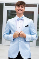 Laden Sie das Bild in den Galerie-Viewer, Hellblauer Schal Revers Herren-Smokingblazer