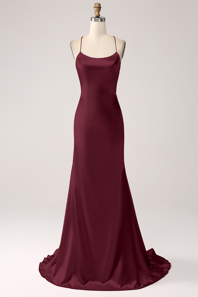 Laden Sie das Bild in den Galerie-Viewer, Rouge Meerjungfrau Spaghettiträger Langes Ballkleid