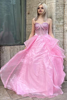 Laden Sie das Bild in den Galerie-Viewer, Glitter Schwarz Herzhals Langes Abendkleider mit Perlen