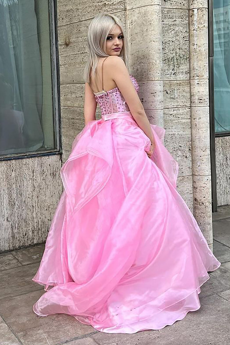 Laden Sie das Bild in den Galerie-Viewer, Glitter Schwarz Herzhals Langes Abendkleider mit Perlen