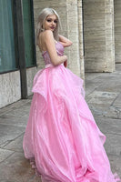 Laden Sie das Bild in den Galerie-Viewer, Glitter Schwarz Herzhals Langes Abendkleider mit Perlen