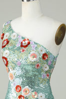 Laden Sie das Bild in den Galerie-Viewer, Ein-Schulter-Kleid mit schwarzen Paillettenperlen nach Hause