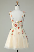 Laden Sie das Bild in den Galerie-Viewer, Spaghettiträger Schwarz A Linie Pailletten Blumen Cocktailkleid