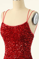 Laden Sie das Bild in den Galerie-Viewer, Rote Pailletten Tight Kurze Cocktailkleider
