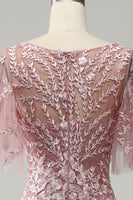 Laden Sie das Bild in den Galerie-Viewer, Graurosa Meerjungfrau Tüll Kleid für die Brautmutter mit Spitze