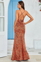 Laden Sie das Bild in den Galerie-Viewer, Einfaches Kupferfarbenes Meerjungfrau Rückenfreies langes Hochzeitsgastkleid