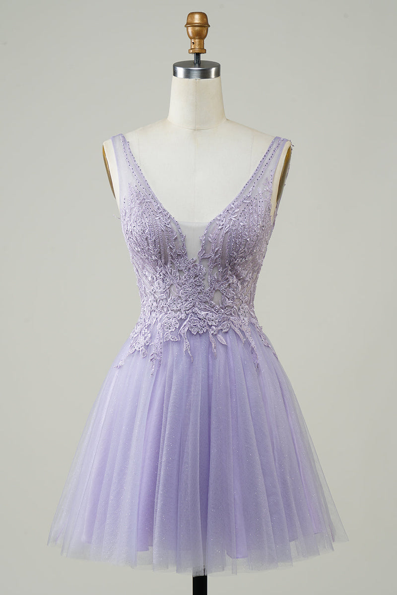 Laden Sie das Bild in den Galerie-Viewer, A Line Niedliches grünes Cocktailkleid mit Applikationen