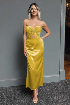 Dunkelblau Schatz Etui Satin Maxi Formelle Kleid