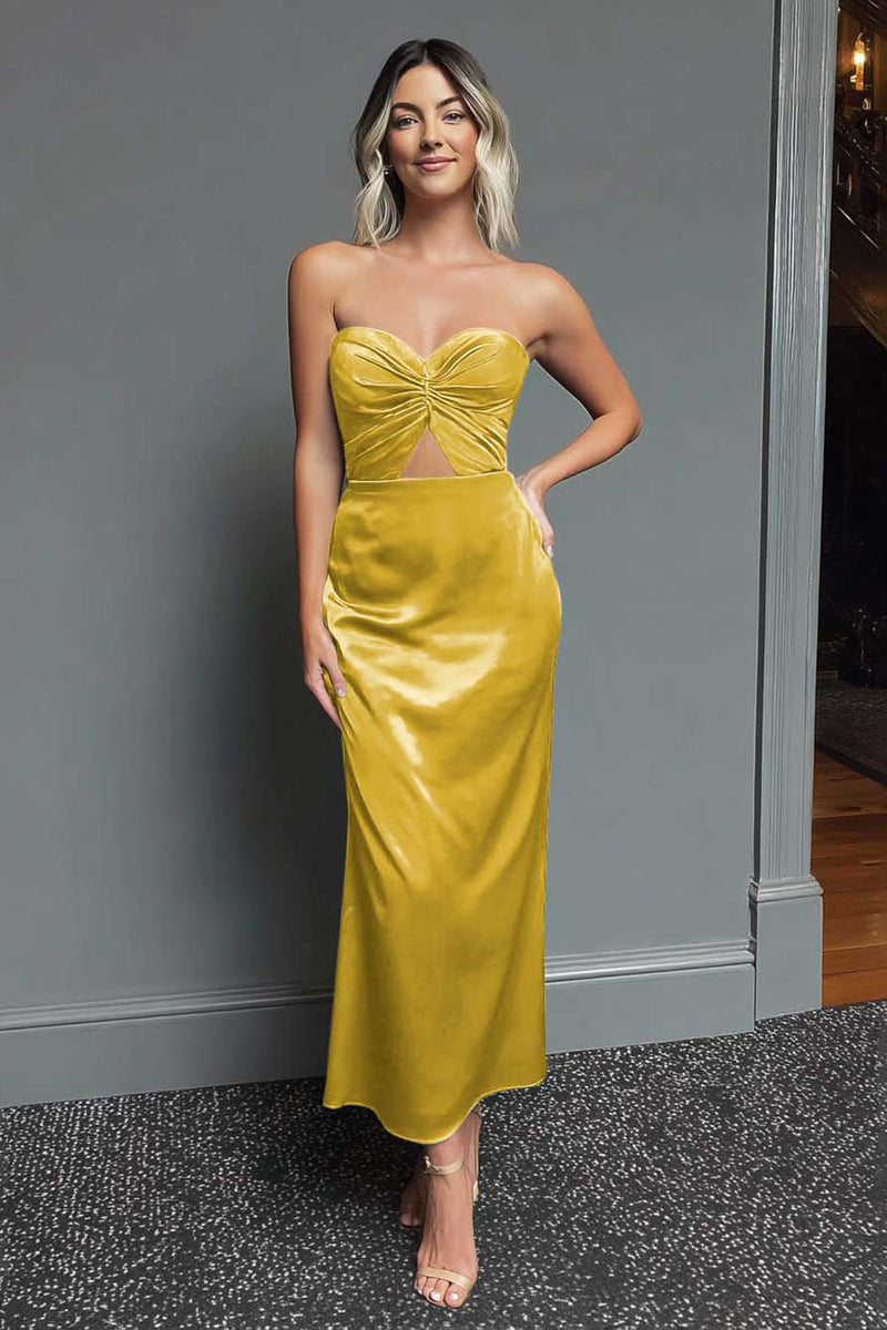 Laden Sie das Bild in den Galerie-Viewer, Dunkelblau Schatz Etui Satin Maxi Formelle Kleid