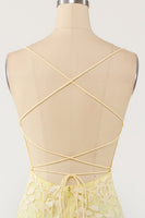 Laden Sie das Bild in den Galerie-Viewer, Rosa Spaghettiträger Langes Meerjungfrau Abendkleid mit Applikationen