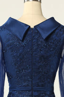 Laden Sie das Bild in den Galerie-Viewer, Marineblaue Langarmjacke Bodycon Mutterkleid