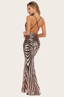 Laden Sie das Bild in den Galerie-Viewer, Schwarzes Meerjungfrau Langes Abendkleid mit Pailletten