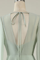 Laden Sie das Bild in den Galerie-Viewer, Mintfarbenes Hochzeitsgastkleid mit Langen Ärmeln