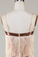 Laden Sie das Bild in den Galerie-Viewer, Schwarzes Spaghettiträger 1920er Jahre Paillettenkleid mit Fransen