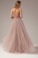 Laden Sie das Bild in den Galerie-Viewer, Spaghettiträger Langes Ballkleid mit Schlitz