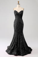 Laden Sie das Bild in den Galerie-Viewer, Golden Mermaid Sweetheart Sweep Train Abschlussballkleid mit Pailletten