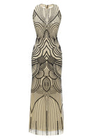 Laden Sie das Bild in den Galerie-Viewer, Schwarzes elfenbeinfarbenes Partykleid aus den 1920er Jahren