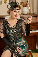 Laden Sie das Bild in den Galerie-Viewer, Schwarz Sechs Stück Halskette Handschuhe 1920er Jahre Party Accessoires