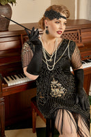 Laden Sie das Bild in den Galerie-Viewer, Schwarzer Kopfstück Drop Ohrringe Fünf Stück 1920er Jahre Accessoires Set