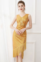 Laden Sie das Bild in den Galerie-Viewer, Pailletten Glitzer Schwarz 1920er Jahre Kleid mit Fransen