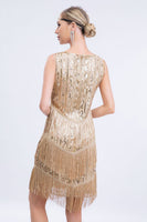 Laden Sie das Bild in den Galerie-Viewer, Schwarze Pailletten Gatsby Fransen Flapper Kleid