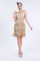 Laden Sie das Bild in den Galerie-Viewer, Schwarze Pailletten Gatsby Fransen Flapper Kleid