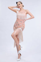 Laden Sie das Bild in den Galerie-Viewer, Schwarzes Roaring 20s Gatsby Fransed Flapper Kleid mit Perlen