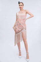 Laden Sie das Bild in den Galerie-Viewer, Schwarzes Roaring 20s Gatsby Fransed Flapper Kleid mit Perlen